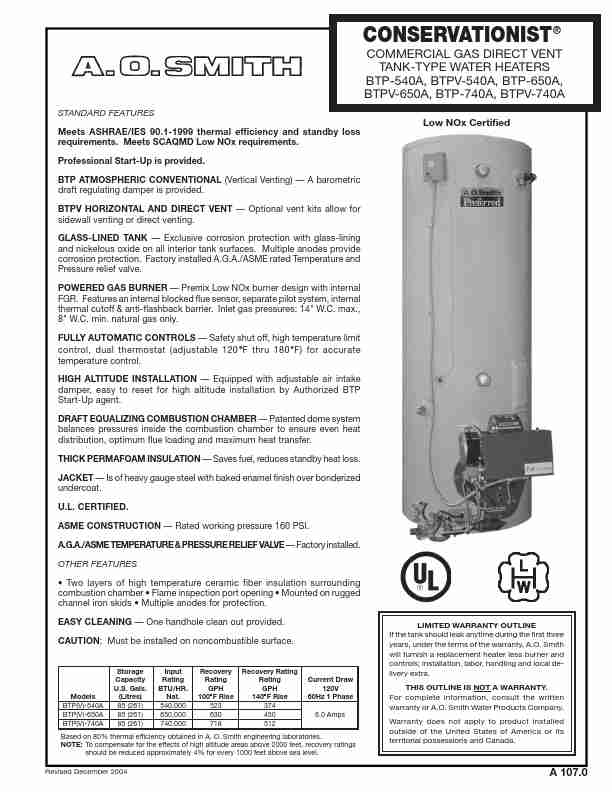 A O  Smith Water Heater BTP-650A-page_pdf